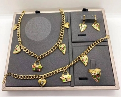 Stainless steel jewelry Necklace Earrings bangle ring set Wholesale