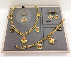 Stainless steel jewelry Necklace Earrings bangle ring set Wholesale