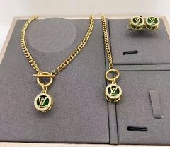 Stainless steel+copper jewelry necklace earring Bracelet set Wholesale