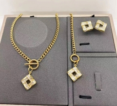 Stainless steel+copper jewelry necklace earring Bracelet set Wholesale