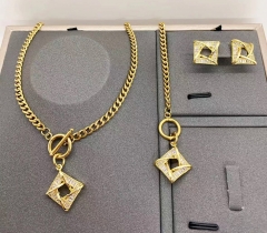 Stainless steel+copper jewelry necklace earring Bracelet set Wholesale