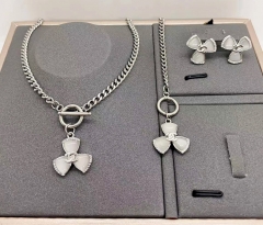 Stainless steel+copper jewelry necklace earring Bracelet set Wholesale