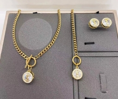 Stainless steel+copper jewelry necklace earring Bracelet set Wholesale