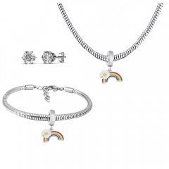 Stainless steel jewelry necklace earring Bracelet set Wholesale