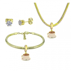Stainless steel jewelry necklace earring Bracelet set Wholesale
