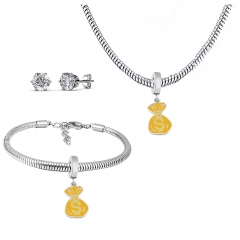 Stainless steel jewelry necklace earring Bracelet set Wholesale