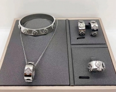 Stainless steel jewelry necklace earring Bracelet ring set Wholesale