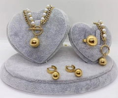 Stainless steel jewelry necklace earring Bracelet ring set Wholesale