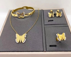 Stainless steel jewelry necklace earring Bracelet ring set Wholesale