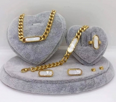 Stainless steel jewelry necklace earring Bracelet ring set Wholesale