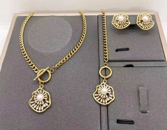 Stainless steel+copper jewelry necklace earring Bracelet set Wholesale