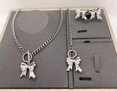 Stainless steel+copper jewelry necklace earring Bracelet set Wholesale