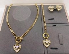 Stainless steel+copper jewelry necklace earring Bracelet set Wholesale