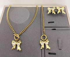 Stainless steel+copper jewelry necklace earring Bracelet set Wholesale
