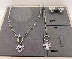 Stainless steel+copper jewelry necklace earring Bracelet set Wholesale