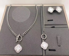 Stainless steel+copper jewelry necklace earring Bracelet set Wholesale