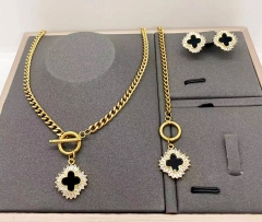 Stainless steel+copper jewelry necklace earring Bracelet set Wholesale