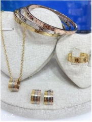 Stainless steel jewelry necklace earring Bracelet ring set Wholesale