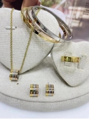 Stainless steel jewelry necklace earring Bracelet ring set Wholesale