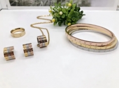 Stainless steel jewelry necklace earring Bracelet ring set Wholesale
