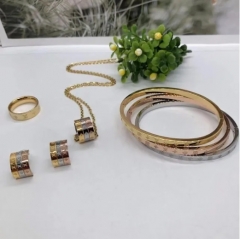 Stainless steel jewelry necklace earring Bracelet ring set Wholesale