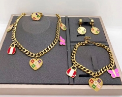 Stainless steel jewelry necklace earring Bracelet ring set Wholesale