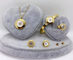 Stainless steel jewelry necklace earring Bracelet ring set Wholesale
