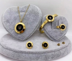 Stainless steel jewelry necklace earring Bracelet ring set Wholesale