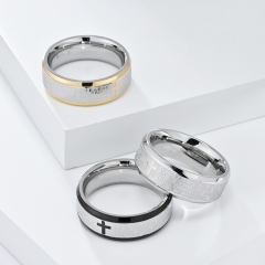 Stainless steel jewelry women ring wholesale，Classic European and American stainless steel cross scripture ring
