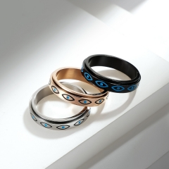 Stainless steel jewelry women ring wholesale，Horus Eye stainless steel rotating ring