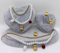 Stainless steel jewelry necklace earring Bracelet ring set Wholesale