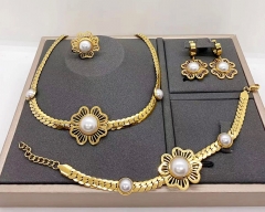Stainless steel jewelry necklace earring Bracelet ring set Wholesale