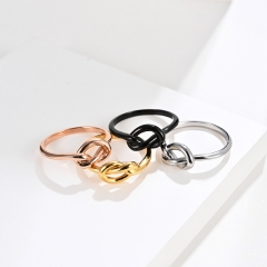 Stainless steel jewelry women ring wholesale，Knot Heart Tie Titanium Steel Unisex Tail Ring for Men and Women