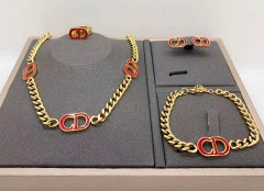 Stainless steel jewelry necklace earring Bracelet ring set Wholesale