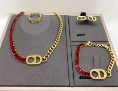 Stainless steel jewelry necklace earring Bracelet ring set Wholesale