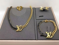 Stainless steel jewelry necklace earring Bracelet ring set Wholesale