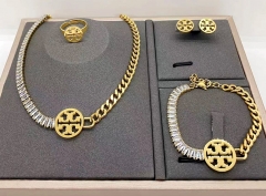 Stainless steel jewelry necklace earring Bracelet ring set Wholesale