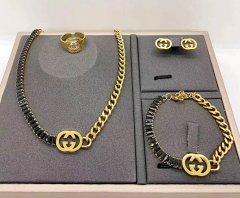 Stainless steel jewelry necklace earring Bracelet ring set Wholesale