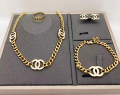 Stainless steel jewelry necklace earring Bracelet ring set Wholesale