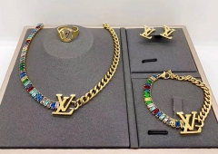 Stainless steel jewelry necklace earring Bracelet ring set Wholesale