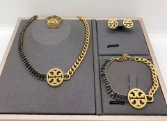 Stainless steel jewelry necklace earring Bracelet ring set Wholesale