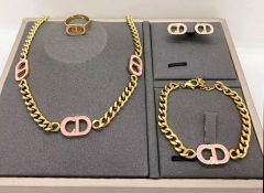 Stainless steel jewelry necklace earring Bracelet ring set Wholesale