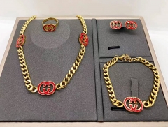 Stainless steel jewelry necklace earring Bracelet ring set Wholesale