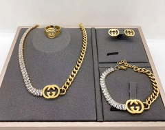Stainless steel jewelry necklace earring Bracelet ring set Wholesale