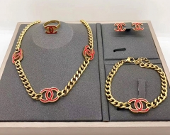 Stainless steel jewelry necklace earring Bracelet ring set Wholesale