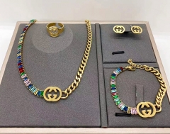 Stainless steel jewelry necklace earring Bracelet ring set Wholesale