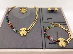Stainless steel jewelry necklace earring Bracelet ring set Wholesale