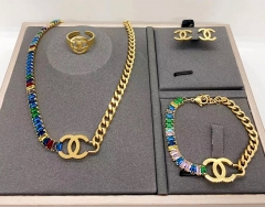 Stainless steel jewelry necklace earring Bracelet ring set Wholesale