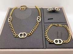 Stainless steel jewelry necklace earring Bracelet ring set Wholesale