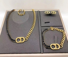 Stainless steel jewelry necklace earring Bracelet ring set Wholesale